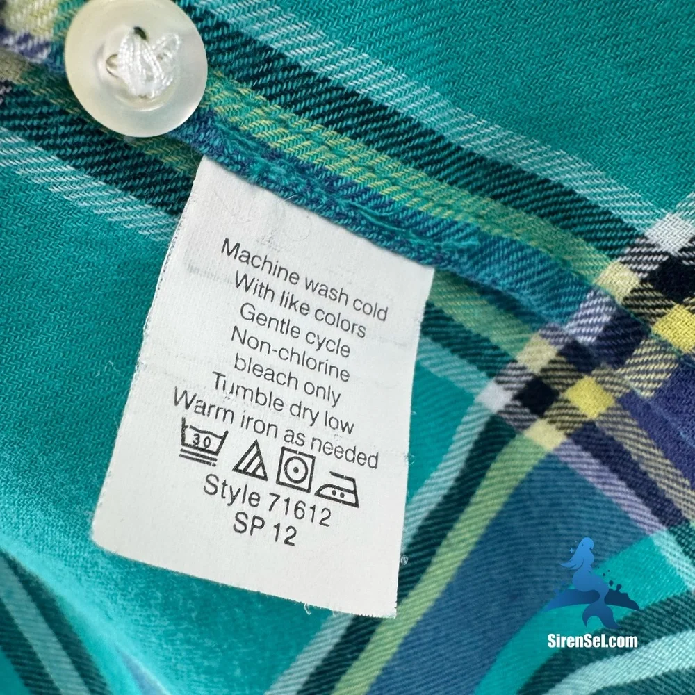 1165 J.Crew The Boy Shirt Plaid Button Down – Size 4 – Teal Navy